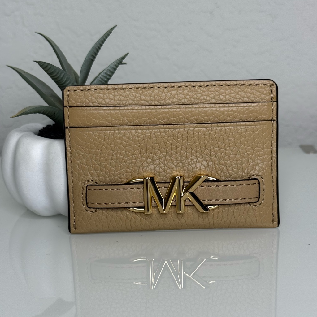 Michaels Kors Reed Large Pebbled Leather Card Case/Camel